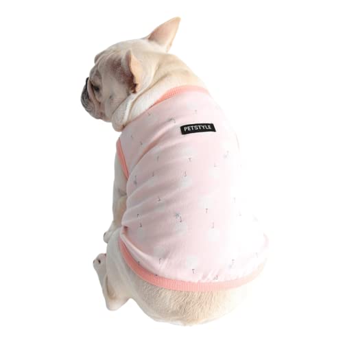 Baumwollweste, französische Bulldogge, Hunde-Shirt, leicht, dehnbar, weich, kühl, Haustier-Shirt, ärmellos, atmungsaktiv, Kleidung (Rosa, Größe M) von Harikaji