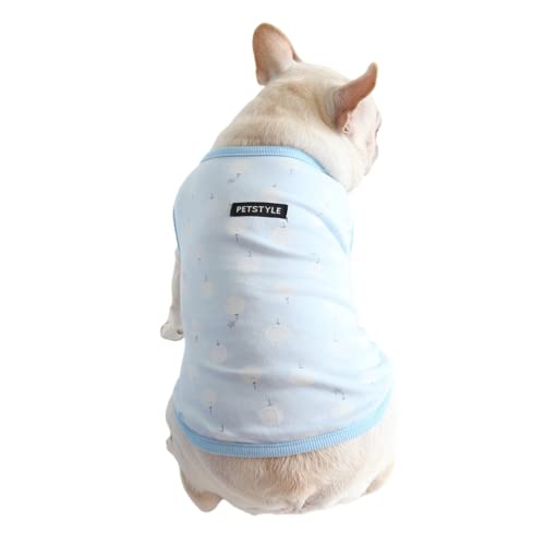Baumwollweste mit französischer Bulldogge, leicht, dehnbar, weich, cool, Haustier-Shirt, ärmellos, atmungsaktiv, Kleidung (Hellblau, XL) von Harikaji