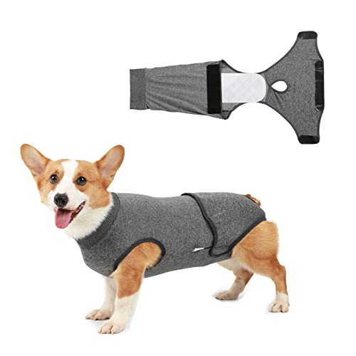 Genesungsanzug für Hunde und Katzen, nach Operationen, professionelles Haustier-Erholungsshirt verhindert Lecken, Kegel, E-Halsband mit Windel (Grau, XXS von Harikaji