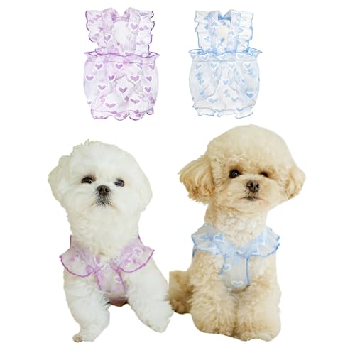 Harikaji 2-teiliges kleines Hundekleid-Set, süßer Rock für kleine Hunde, Hunde-Sommerkleid, Herzkleid für den Sommer, Größe M von Harikaji