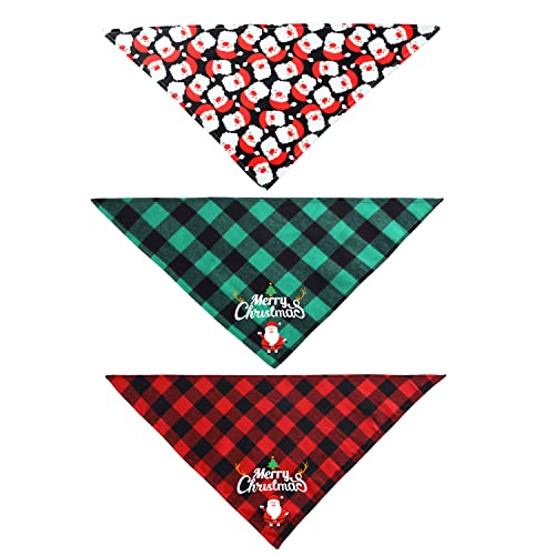 Harikaji 3 x Weihnachts-Hundehalstuch, kariert, klassisch, dreieckig, waschbar, Haustier-Halstuch, Weihnachtsgeschenk, Weihnachtsschal für kleine, mittelgroße und große Hunde Harikaji 3 x Weihnachts-Hundehalstuch, kariert, klassisch, dreieckig, waschbar, Haustier-Halstuch, Weihnachtsgeschenk, Weihnachtsschal für kleine, mittelgroße und große Hunde von Harikaji