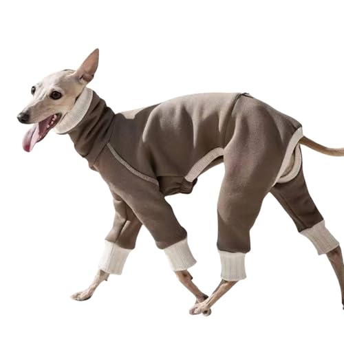 Harikaji Fleece-Einteiler für Hunde, langärmelig, für kaltes Wetter, Kleidung für kleine, mittelgroße und große Haustiere (Braun, Größe 3XL) von Harikaji