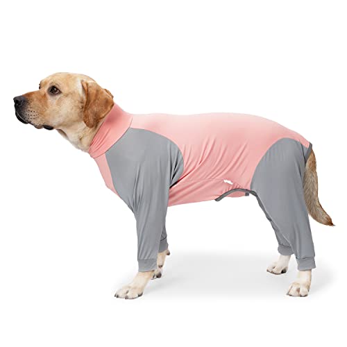 Harikaji Genesungsanzug für Hunde, Haustieranzug nach Operationen, Bauchwundschutz, medizinische chirurgische Kleidung, verhindert Haarausfall, Overall für mittelgroße und große Hunde (Rosa, L) von Harikaji