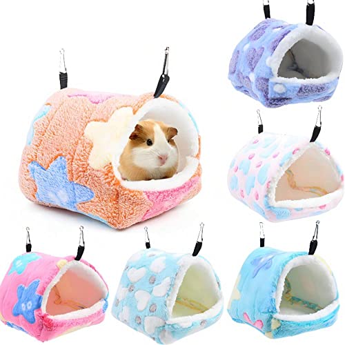 Harikaji Hamsternest, warmes Fleece-Bett, kleines Haustier-Hängenest für Igel, Quirrel, Chinchilla und Kleintiere (brauner Stern, S) von Harikaji