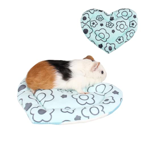 Harikaji Haustierbett-Matten, süßes Haustierbett, Hamster, Meerschweinchen, warme Matte, kratzfest, herzförmig, Bett für kleine Haustiere (blau) von Harikaji