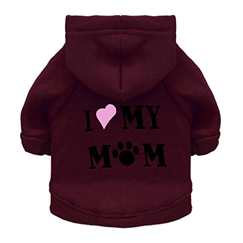 Harikaji Haustierkleidung, "I Love My Mom", bedruckt, warm, für Welpen, Katzen, Winterkostüm, Teddy-Kleidung für mittelgroße Hunde (Rot, XL) von Harikaji