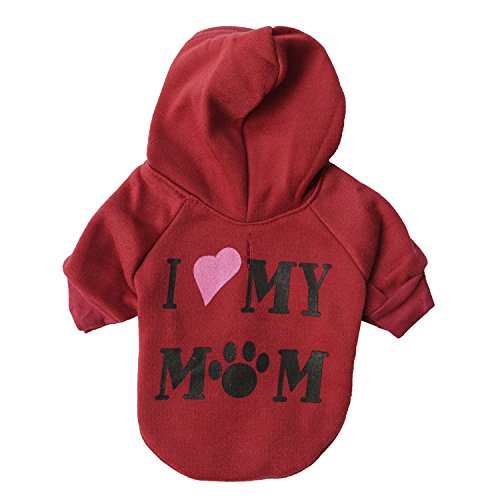 Harikaji Haustierkleidung, mit Aufschrift "I Love My Mom", bedruckt, warm, für Welpen, Katzen, Winterkostüm, Teddy-Kleidung für kleine Hunde, Größe L, Rot Harikaji Haustierkleidung, mit Aufschrift "I Love My Mom", bedruckt, warm, für Welpen, Katzen, Winterkostüm, Teddy-Kleidung für kleine Hunde, Größe L, Rot von Harikaji