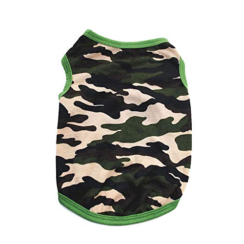 Harikaji Haustierkleidung, modisches Hundeshirt für den Sommer, Baumwolle, Camouflage-T-Shirt für Welpen, kleine Hunde (Größe S, Grün) von Harikaji