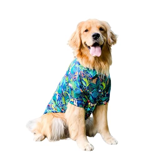Harikaji Hawaii-Hemd für Hunde, Sommer-Haustierkleidung, cooles Kostüm, Strand-T-Shirt für mittelgroße und große Hunde (Marineblau, 6XL) von Harikaji