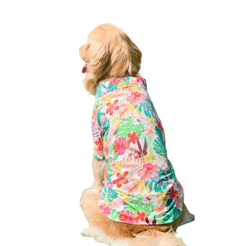 Harikaji Hawaii-Hemd für Hunde, Sommerkleidung, für große Hunde, cooles Kostüm, Strand-T-Shirt für mittelgroße und große Hunde (Rot, Größe 4XL) von Harikaji