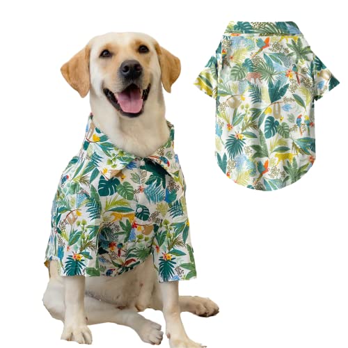 Harikaji Hawaii-Hemd für Hunde, Sommerkleidung, für große Hunde, cooles Kostüm, Strand-T-Shirt für mittelgroße und große Hunde (Weiß, Größe 8XL) von Harikaji
