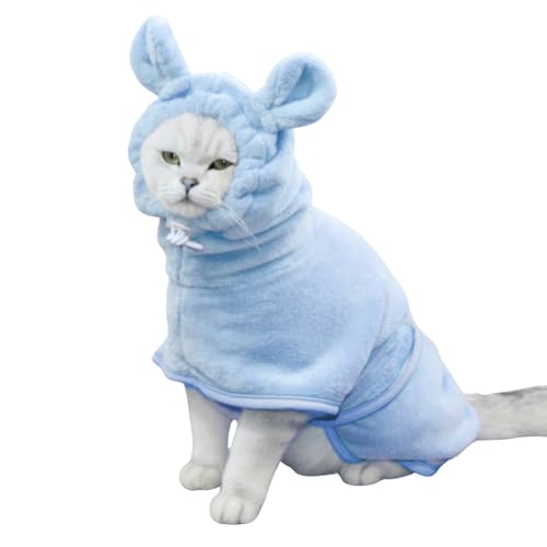 Harikaji Hunde-Bademantel, Katzen-Bademantel, Mikrofaser, schnell trocknend, saugfähig, Kapuzenbadetuch für Welpen, kleine, mittelgroße und große Hunde und Katzen (Blau, L) von Harikaji