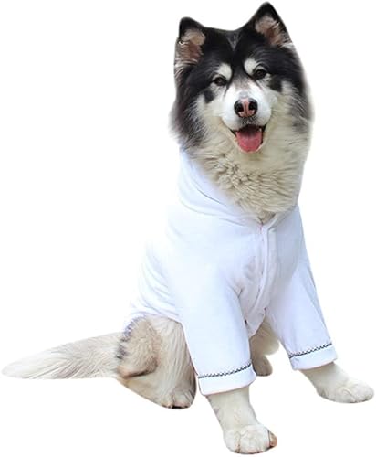 Harikaji Hunde-Bademantel, saugfähiges Badetuch mit Kapuze, Mikrofaser, schnell trocknend, warmer Mantel, weiß für Welpen, kleine, mittelgroße und große Hunde und Katzen (Weiß, S) von Harikaji