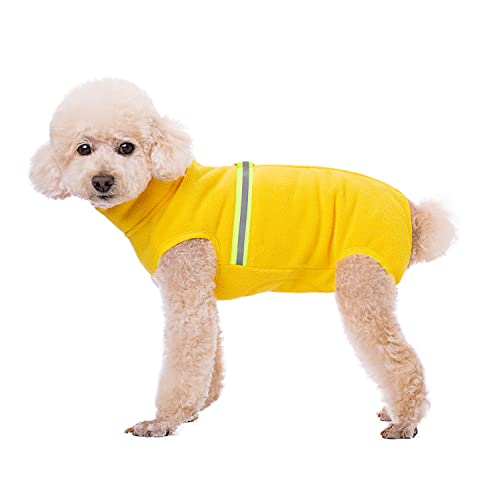 Harikaji Hunde-Fleeceweste, warme Winterjacke, Pullover mit D-Ring, Kaltwettermantel für kleine und mittelgroße Hunde und Katzen (Gelb, XL) von Harikaji