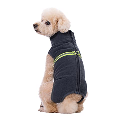 Harikaji Hunde-Fleeceweste, warme Winterjacke mit D-Ring, Kaltwettermantel für kleine Hunde und Katzen (Grau, Größe 2XL) von Harikaji