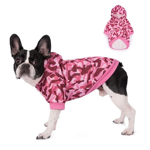 Harikaji Hunde-Kapuzenpullover, Hunde-Winterkleidung, Haustier-Kapuzenpullover, Hundemantel für kleine und mittelgroße Hunde, Katzen (rosa Polyeter, Größe 2XL) von Harikaji