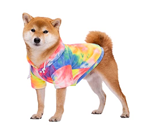 Harikaji Hunde-Kapuzenpullover, warmer Wintermantel, Batik-Sweatshirts, bunter Kapuzenpullover für Katzen, kleine, mittelgroße Hunde (Farbe, L) von Harikaji