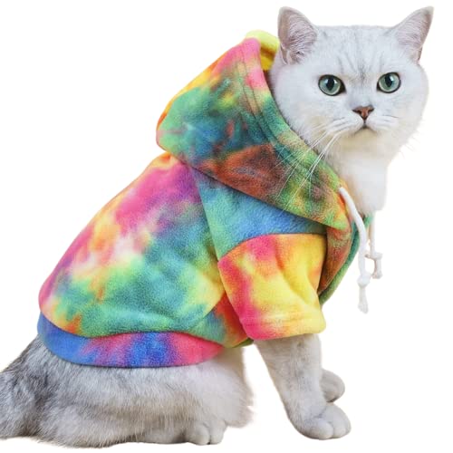 Harikaji Hunde-Kapuzenpullover, warmer Wintermantel, Batik-Sweatshirts, bunter Kapuzenpullover für Katzen, kleine, mittelgroße Hunde (Farbe, M) von Harikaji