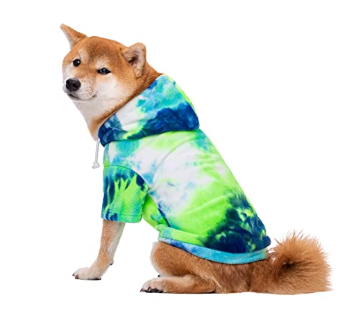 Harikaji Hunde-Kapuzenpullover, warmer Wintermantel, Batik-Sweatshirts, bunter Kapuzenpullover für Katzen, kleine und mittelgroße Hunde (Blau, XL) von Harikaji