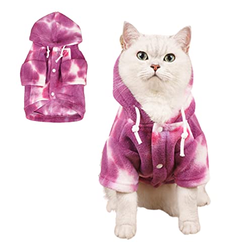 Harikaji Hunde-Kapuzenpullover, warmer Wintermantel, Batik-Sweatshirts, bunter Kapuzenpullover für Katzen, kleine und mittelgroße Hunde (Lila, Größe XS) von Harikaji