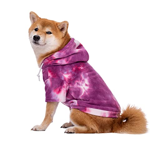 Harikaji Hunde-Kapuzenpullover, warmer Wintermantel, Batik-Sweatshirts, bunter Kapuzenpullover für Katzen, kleine und mittelgroße Hunde (Lila, XL) von Harikaji