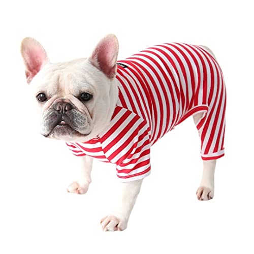Harikaji Hunde-Pyjama, gestreifter Overall für Haustiere, Beinschutz, Schlafanzug für Katzen, Hunde (Rot, M) von Harikaji