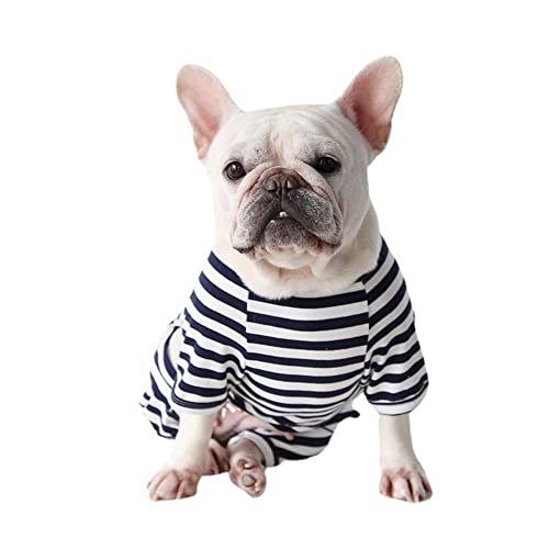 Harikaji Hunde-Pyjama, gestreifter Overall für Haustiere, Beinschutz für Katzen, Hunde, Schwarz, Größe S von Harikaji