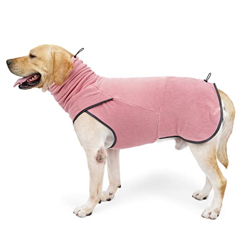 Harikaji Hunde-Winter-Genesungsanzugjacke, kaltes Wetter, Polarfleece-Sweatshirt, Pullover für Hunde, für drinnen und draußen, Rosa, Größe L von Harikaji