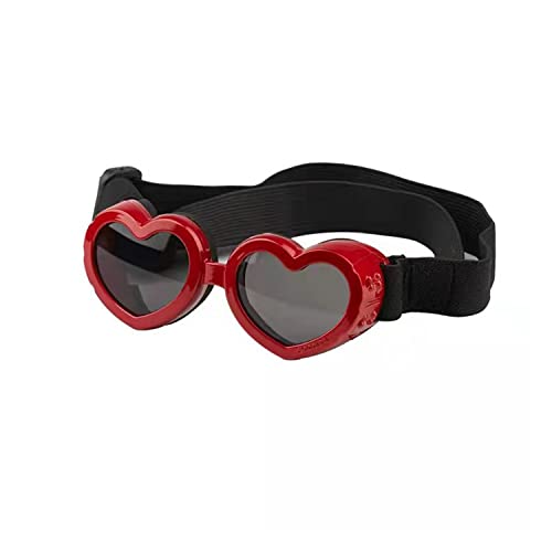 Harikaji Hundebrille, herzförmig, verstellbar, Hundesonnenbrille, Welpe, UV-Schutzbrille für Party, Foto, Cosplay, Show (Rot) von Harikaji