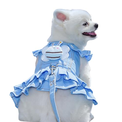 Harikaji Hundegeschirr, Leine, Welpen, Prinzessinnenkleid mit Bienennadel, Zuggeschirr für kleine, mittelgroße Hunde und Katzen, Blau, Größe M Harikaji Hundegeschirr, Leine, Welpen, Prinzessinnenkleid mit Bienennadel, Zuggeschirr für kleine, mittelgroße Hunde und Katzen, Blau, Größe M von Harikaji