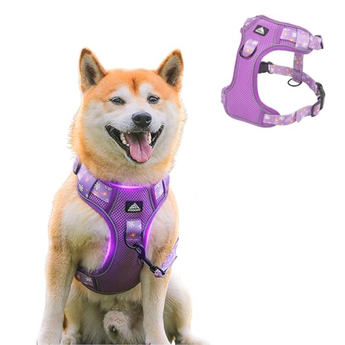 Harikaji Hundegeschirr, florales Hundegeschirr, atmungsaktiv, kein Ziehen, verstellbarer D-Ring, reflektierendes Geschirr, Gurtband, Walking-Geschirr für mittelgroße und große Hunde, Lila, Größe L Harikaji Hundegeschirr, florales Hundegeschirr, atmungsaktiv, kein Ziehen, verstellbarer D-Ring, reflektierendes Geschirr, Gurtband, Walking-Geschirr für mittelgroße und große Hunde, Lila, Größe L von Harikaji