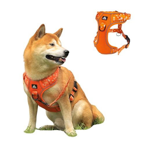 Harikaji Hundegeschirr, florales Hundegeschirr, atmungsaktiv, kein Ziehen, verstellbarer D-Ring, reflektierendes Geschirr, Gurtband, Walking-Geschirr für mittelgroße und große Hunde, Orange, Größe S Harikaji Hundegeschirr, florales Hundegeschirr, atmungsaktiv, kein Ziehen, verstellbarer D-Ring, reflektierendes Geschirr, Gurtband, Walking-Geschirr für mittelgroße und große Hunde, Orange, Größe S von Harikaji