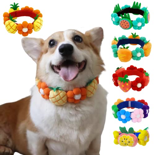 Harikaji Hundehalsband mit Obstkranz, verstellbar, Filz-Halsband, Blumen-Halskette für Katzen, kleine, mittelgroße und große Hunde, Weihnachten, Neujahr, Geburtstag, Kostümparty (Ananas, L) von Harikaji