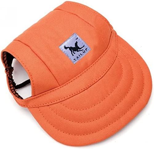 Harikaji Hundehut, Hunde-Sonnenschutz-Hut, Baseballkappe, Outdoor-Sportmütze mit Ohrlöchern und Kinnriemen, verstellbarer Hut für kleine und mittelgroße Hunde (L, Orange) von Harikaji