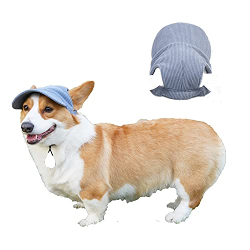Harikaji Hundekappe, verdickte Cordkappe, Sonnenschutz, Baseballkappe, Outdoor-Sportmütze mit Ohrlöchern, Kinnriemen für Katzen, Hunde (Marineblau, Größe L) von Harikaji