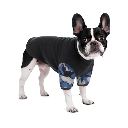 Harikaji Hundemantel für kaltes Wetter, warmer Schlafanzug mit hohem Kragen, Einteiler, Hunde-Pyjama, Camouflage-Pullover, Jacke, Haustierkleidung, Sweatshirt für kleine und mittelgroße Hunde (Grau / von Harikaji