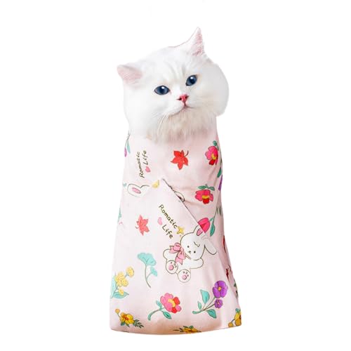 Harikaji Katzenpflege-Wickeltuch, Haustier-Rückhaltetasche, Katzenwickel für stressfreies Nagelschneiden, kratzfest, Anti-Entkommen, multifunktionales Pflegewerkzeug für Haustiere (Rosa, L) von Harikaji