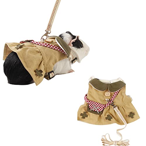 Harikaji Kleintiergeschirr, Leine, Kaninchen, Kleidung, Kleid für Kaninchen, Meerschweinchen, Kleid, kleine Haustiere, verstellbare Weste, Geschirr, Leine für Hasen (Gelb, S) von Harikaji