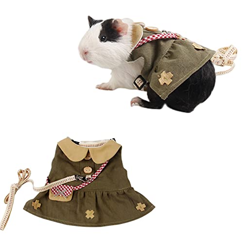 Harikaji Kleintiergeschirr, Leine, Kaninchen, Kleidung, Kleid für Kaninchen, Meerschweinchen, Kleid, kleine Haustiere, verstellbare Weste, Geschirr, Leine für Hasen (Grün, S) von Harikaji