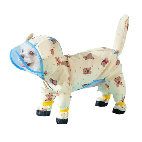 Harikaji Regenmantel für kleine Hunde, Schwanzschutz, wasserdichte Hunde-Regenjacke, Hunde-Regenmantel für Welpen, kleine Hunde (gelber Bär, XS) von Harikaji