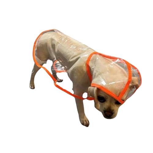 Harikaji Regenmantel für kleine Hunde, wasserdicht, für Welpen, transparent, für kleine Hunde, Katzen (XXL, Orange) von Harikaji