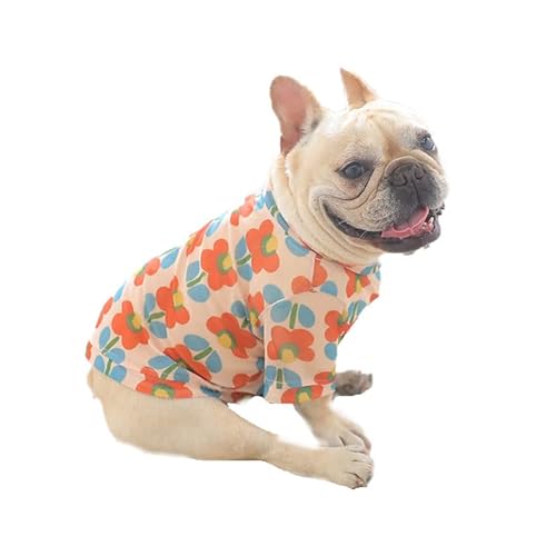 Hunde-T-Shirt mit Blumenmuster, Sommer, Strand, Hawaii-Hemd, Sommer-Hundekleidung für Hunde, Katzen (Rot, Größe L) von Harikaji