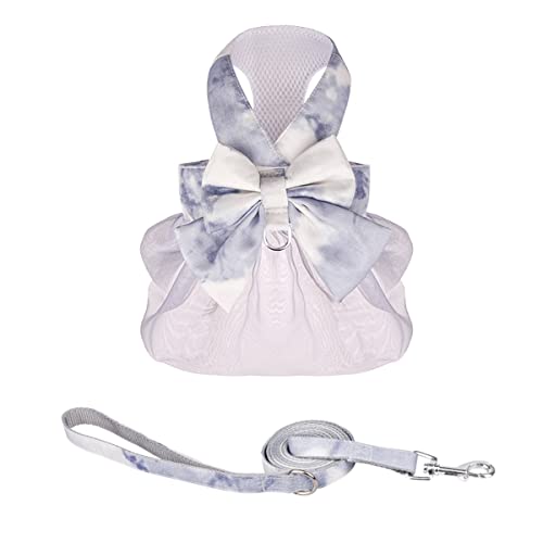Hundegeschirrkleid mit Leine, süße Schleife, weicher Tutu-Rock, D-Ring-Outfits, Weste, Haustierkleidung für Katzen, Welpen, kleine Hunde (Grün, XL) von Harikaji