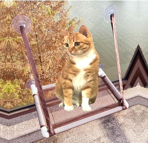 Katzen-Fenster-Hängematte, Katzen-Fenstersitzstange, montiertes Katzenbett, Sicherheitsregal, 360° Sonnensitz, platzsparende Katzenbetten für Indoor-Katzen (Kaffee) von Harikaji