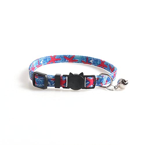 Katzenhalsband in Kontrastfarbe mit weicher, abnehmbarer Fliege, Glocke, verstellbare Sicherheitsschnalle, Abreißverschluss für Kätzchen, Katzen (Blau/Rot) von Harikaji