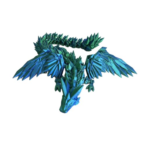 Harilla 3D-gedruckte Drachenfigur, Dekor, wunderschöner 45,7 cm großer beweglicher Drache mit beweglichen Gelenken für Erwachsene, Urlaub, Jungen, Teenager, Blau Grün von Harilla