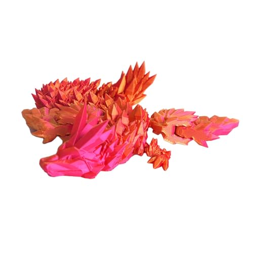 Harilla 3D-gedruckte Drachenfigur, Dekor, wunderschöner 45,7 cm großer beweglicher Drache mit beweglichen Gelenken für Erwachsene, Urlaub, Jungen, Teenager, Rot von Harilla