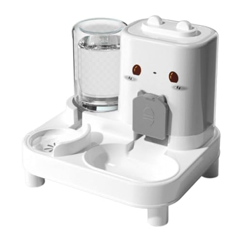Harilla Automatischer Katzenfutter- und Wasserspender, Futternapf für Haustiere, Hundenapf, Trinken, bequemes Futter für Welpen, Kleintiere, Kätzchen, Weiß von Harilla