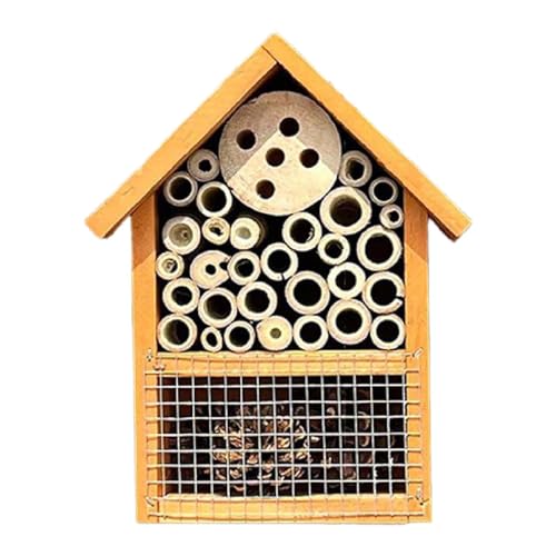 Harilla Bienenhaus aus Holz zum Aufhängen, Schmetterlingshotel, Dekoration für den Hof, Zuhause, Holzbienenkasten, Gartenlebensraum, zieht Bestäuber an, Orange Harilla Bienenhaus aus Holz zum Aufhängen, Schmetterlingshotel, Dekoration für den Hof, Zuhause, Holzbienenkasten, Gartenlebensraum, zieht Bestäuber an, Orange von Harilla