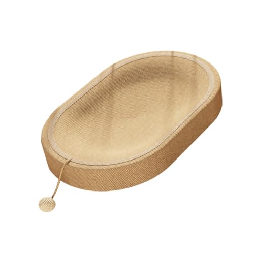 Harilla Cat Kratzmatte Oval Katzenbett Kratzbrett Kratzschale Katzenkratzbox aus Sisalmaterial mit Spielball für Katzen Kätzchen Kleine Tiere Indoor Outdoor von Harilla